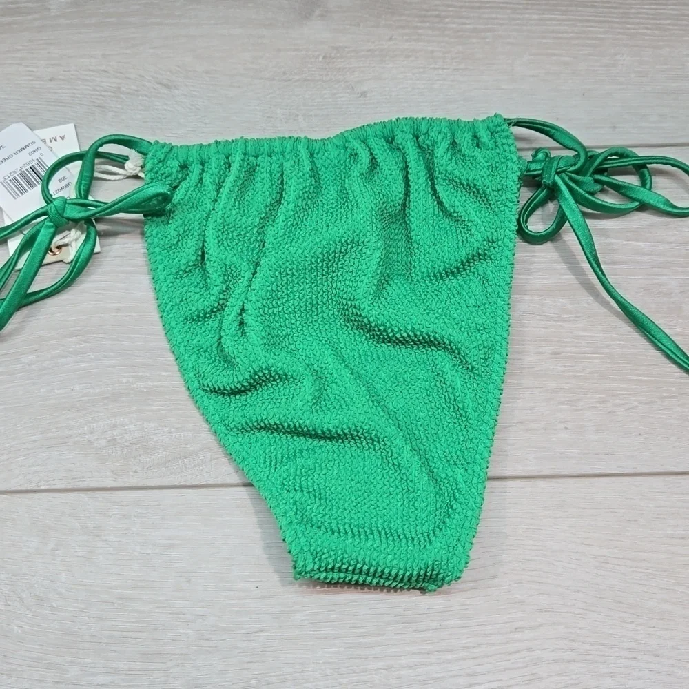 NWT Good American Women Summer Green Side Tiny Ties swim bottom sz 3/4 L/XL